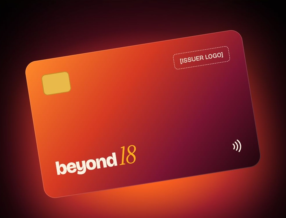 Beyond18 concept credit card in orange and red